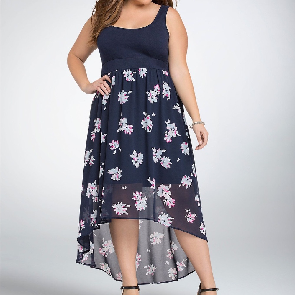 Torrid Floral Chiffon Hi-Lo Dress